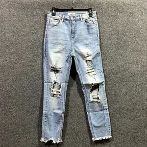 Cello Skinny Jeans Womens 9/29 Blue Denim Cotton Stretch Distressed Frayed Hem